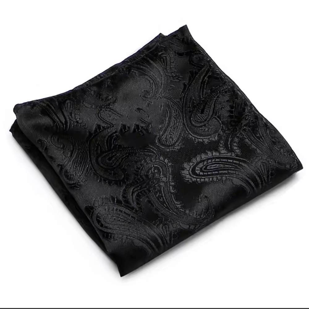 Black‎ Paisley Pocket Square - Men's Accessory